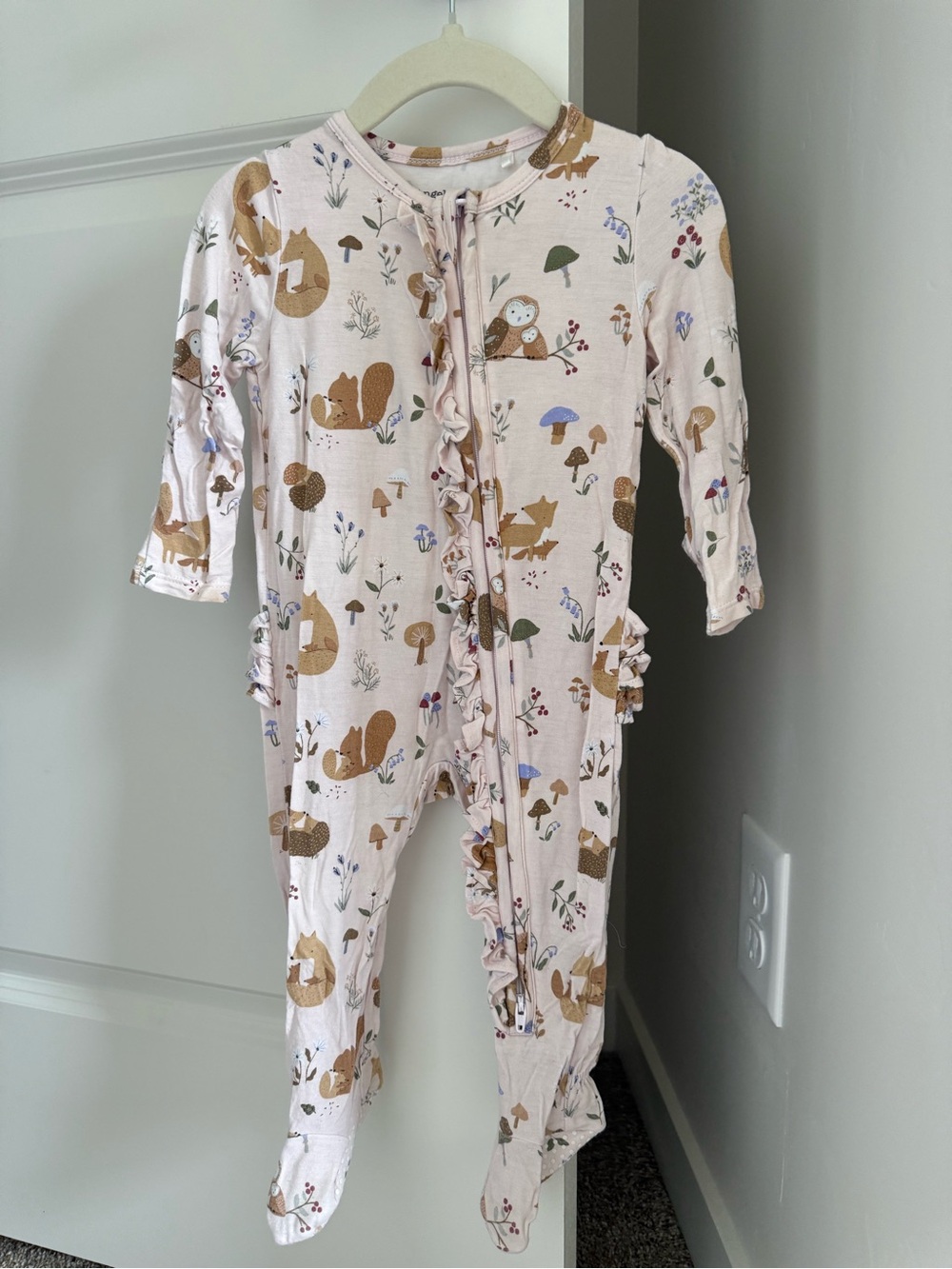 Angel Dear Pink Woodland Ruffle Footie